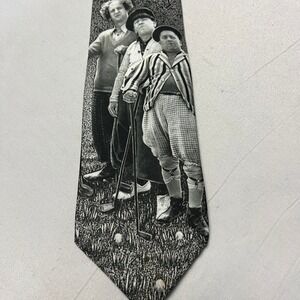 1994 Ralph Marlin The Three Stooges Golfing Necktie Novelty Black White VTG 90's
